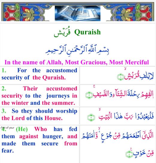 106 Surah Quraish Benefits And Meaning In English سورة قريش Quran Sheikh 2970